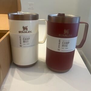 Stanley Cream and Red Insulated Mugs for Kitchen